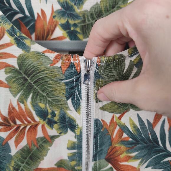 Urban Research Linen Blend Dress‎ Womens Free Size (OSFA) Tropical Frond Print - Picture 7 of 9